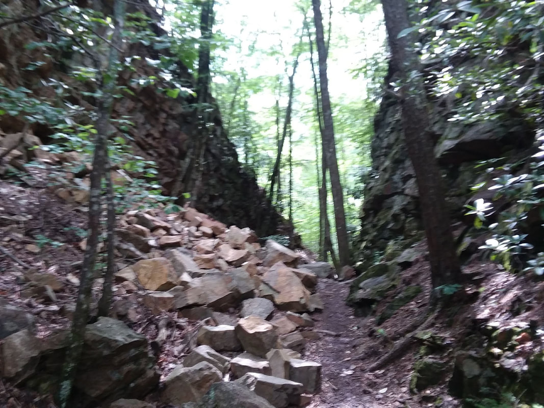 Rock lined pathway