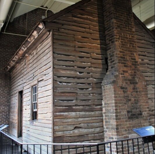 a cabin inside the museum