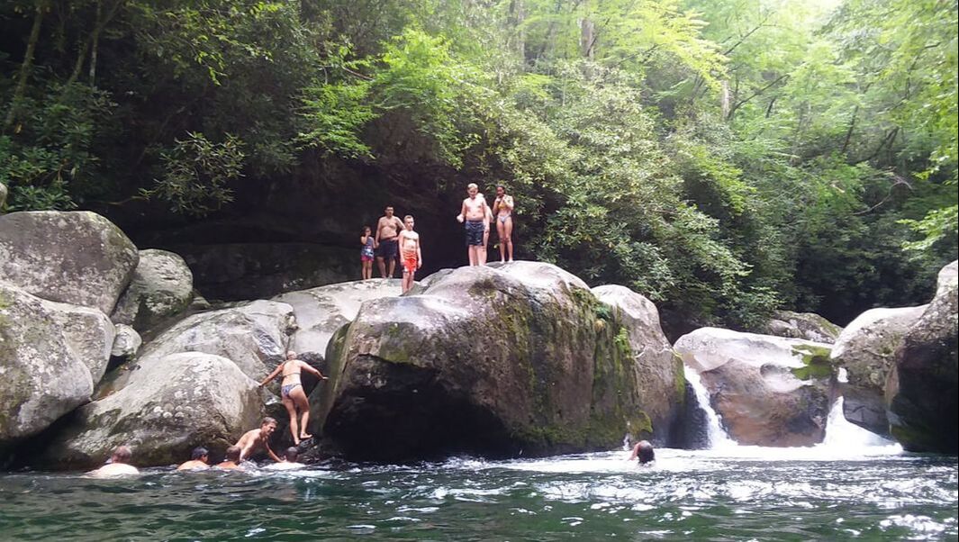 People jumping into the water