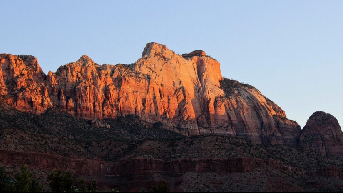 sun highlighting the mountains 