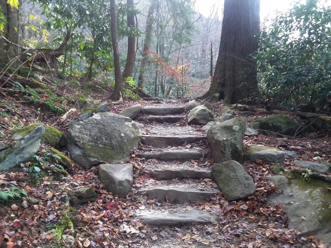 Stone stairway to the falls