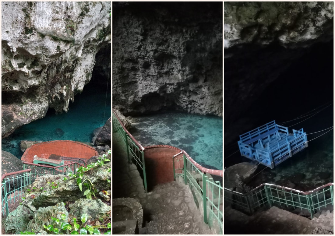 3 pools of water illuminated from sunlight above