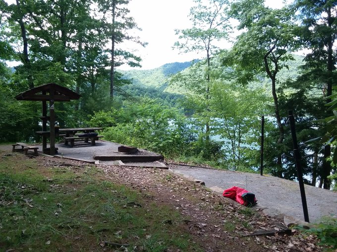 campsite overlooking the lake